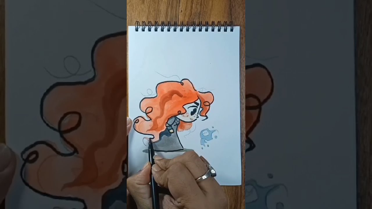 Coloring Cute Merida from Brave | Little Merida Art | Disney Princess Coloring & Drawing 