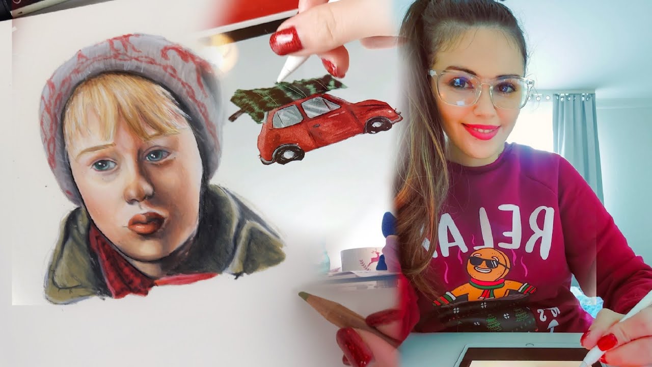 Rajzos nap velem! Karácsonyi stúdió vlog! Matricák készítése és portré rajzolás!