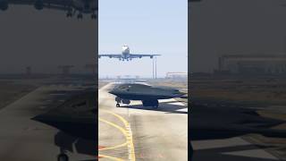 Pilot Quickly Takeoff B2 Spirit Bomber Jet During Arrival Of A380 Airplane-Gta5