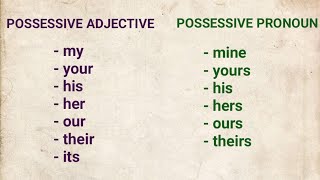 LEARNING POSSESSIVE ADJECTIVES AND POSSESSIVE PRONOUNS #possessiveadjective #possessivepronoun