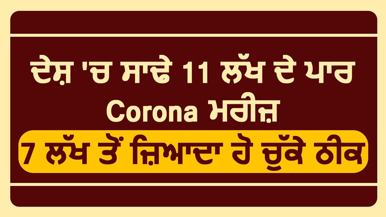 Corona Update: India में 11,55,191 हुए Corona के कुल मरीज़, 724578 लोग हो चुके हैं ठीक