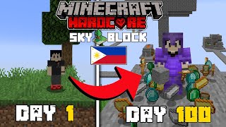 I Tried Surviving 100 Days in HARDCORE Minecraft SKYBLOCK...Here's What Happened (TAGALOG)
