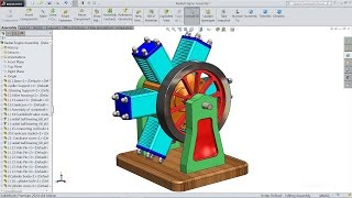 SolidWorks tutorial | Sketch Radial Engine in SolidWorks