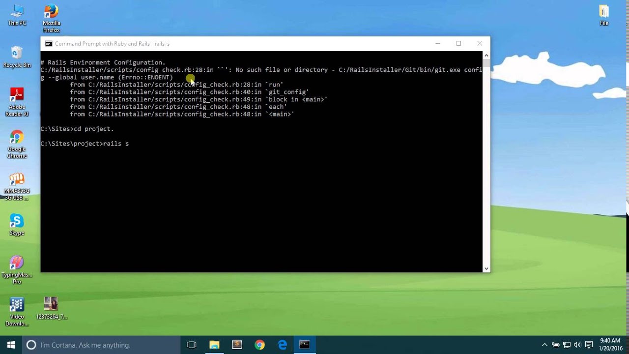 How To Start Ruby Rails Server In Windows 10 Machine