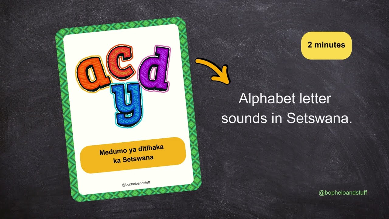 Medumo ya ditlhaka ka Setswana: kgaolo 1 (alphabet letter sounds in Setswana: episode 1)
