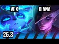 VEX vs DIANA (MID) | Perfect KDA: 13/0/15 | KR Diamond | 26.3