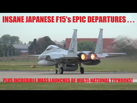 JAPANESE F15s & MULTI NATIONAL TYPHOON EPIC MASS LAUNCHES FOR COBRA WARRIOR 2025 4K (airshowvision)