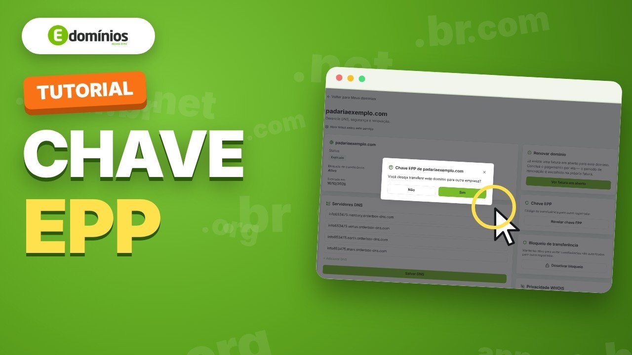 Vídeo: Transferir o domínio para outro provedor (chave EPP)