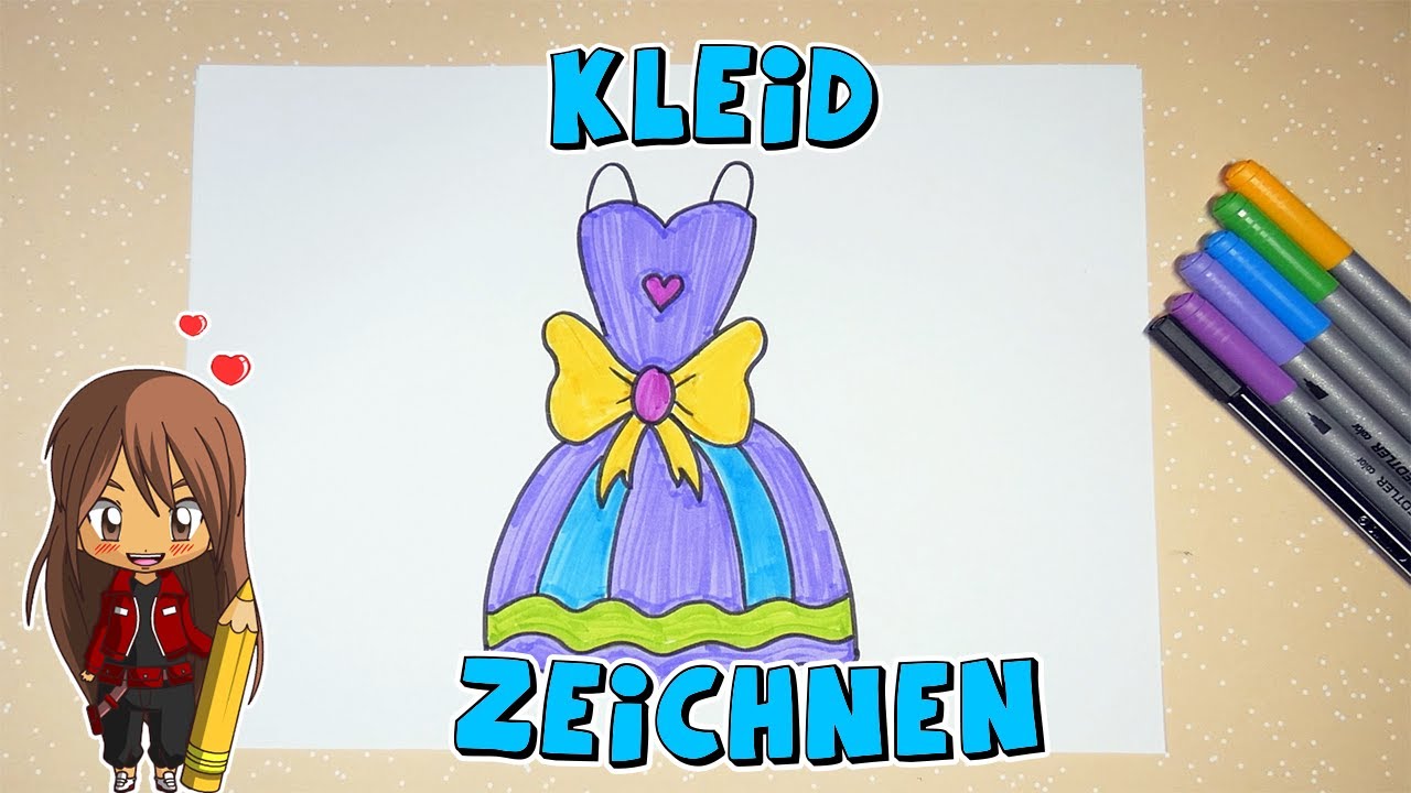 Kleid einfach malen für Kinder | ab 7 Jahren | Malen mit Evi | deutsch ...