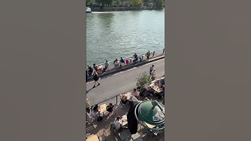 Romantic time in the river Seine Paris