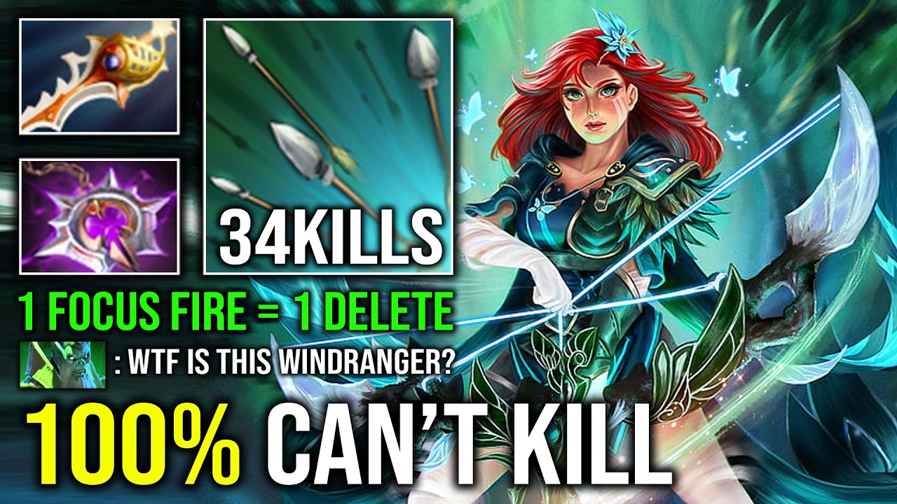 WTF 100% CAN'T KILL Rapier Unlimited Raining Arrow 1 Focus = 1 Delete Solo Mid Windranger Dota 2