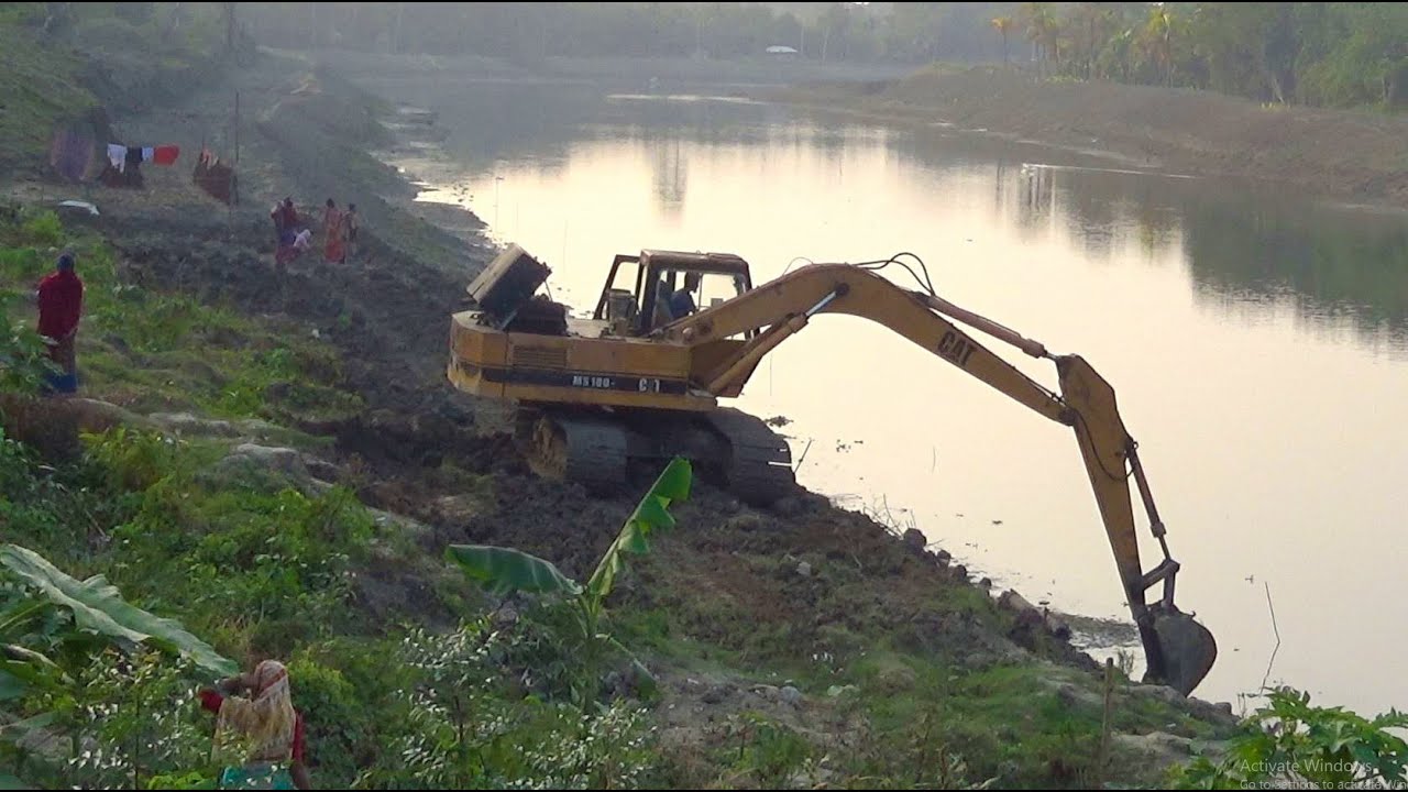 CAT MS180 Excavator Working On The River | CAT Excavator | River ...