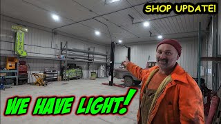 New shop update! We get doors, electrical and some lights!