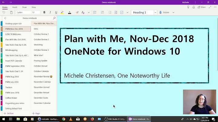 Plan With Me, November and December 2018, OneNote ...