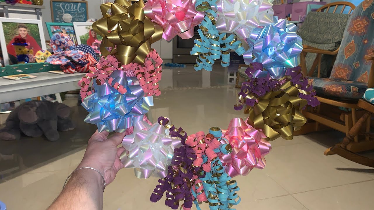 Dollar Tree wreath made with gift bows!!! YouTube