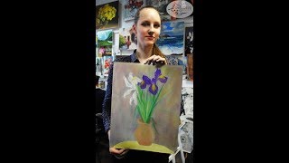 Рисуем ирисы сухой пастелью. Уроки рисования пастелью с нуля спб Рисуем ирисы сухой пастелью. Уроки рисования пастелью с нуля спб