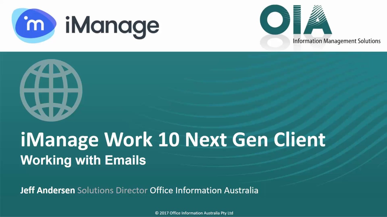 iManage Work 10 - Working with Emails - YouTube
