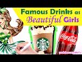 Draw Drinks, Soda as Girls Coca-Cola, Starbucks | Draw 1 Girl with 20 Hairstyles eBook Release