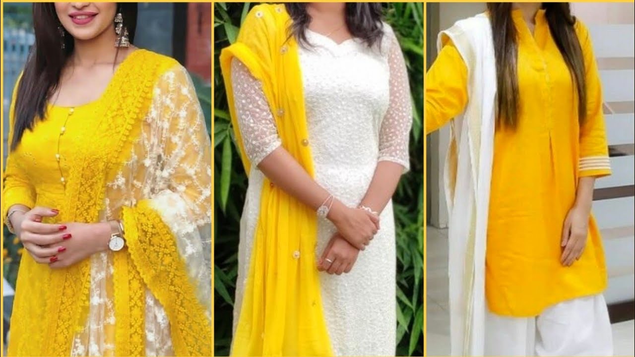 Update more than 187 yellow and white combination dress best