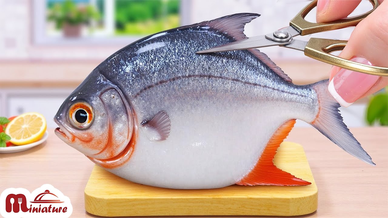 How To Grilled Fish With Vegetables In Mini Kitchen | ASMR Cooking Mini Food