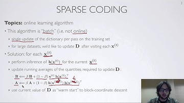 Neural networks [8.6] : Sparse coding - online dictionary learning algorithm