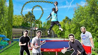 RIDICULOUS TRAMPOLINE BASKETBALL TRICKSHOTS!