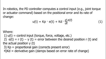 ⚙️ Proportional-Derivative (PD) Position Control in Robotics ⚙️