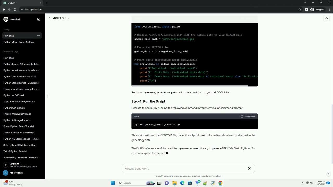 Is there a GEDCOM parser written in Python - YouTube