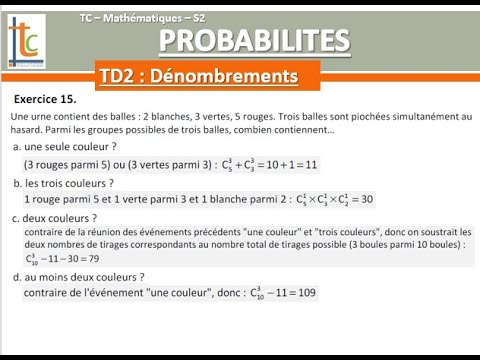 PROBABILITES - 2. Dénombrements TD corrigé