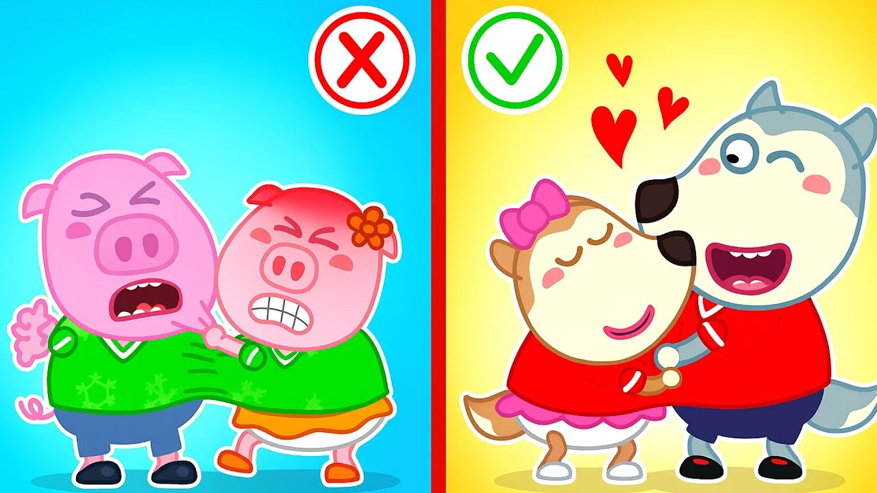 Comment bien s'entendre avec deux frères❤️‍🩹Jeu à 2 joueurs partageant 1 maillot | Wolfoo TV France