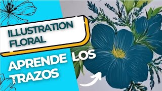 COMO HACER UNA ILUSTRACIÓN FLORAL✨️HOW TO MAKE A FLORAL ILLUSTRATION #ilustracionfloral #artefloral