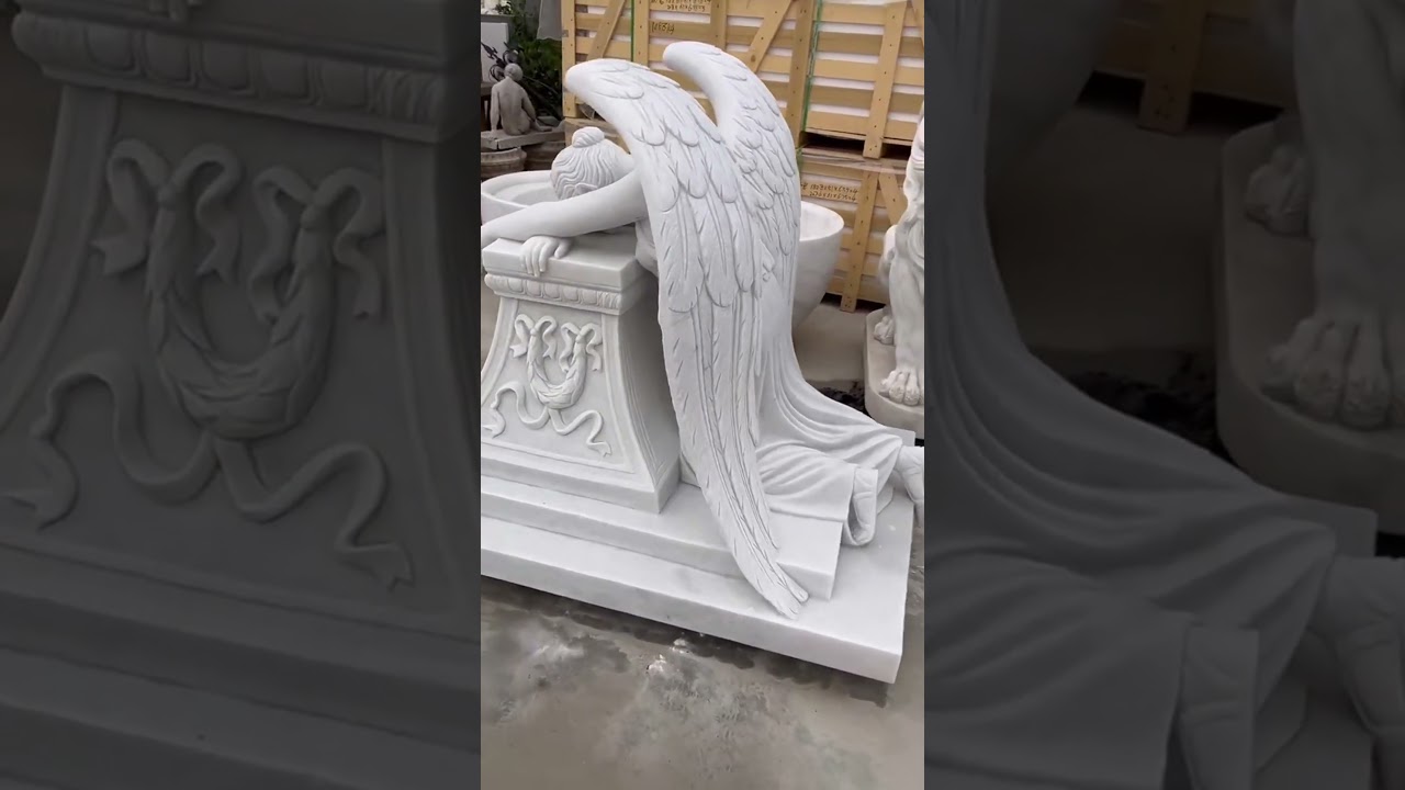 Marble Weeping Angel Sculpture Tombstone: Deep Mourning and Guardianship 