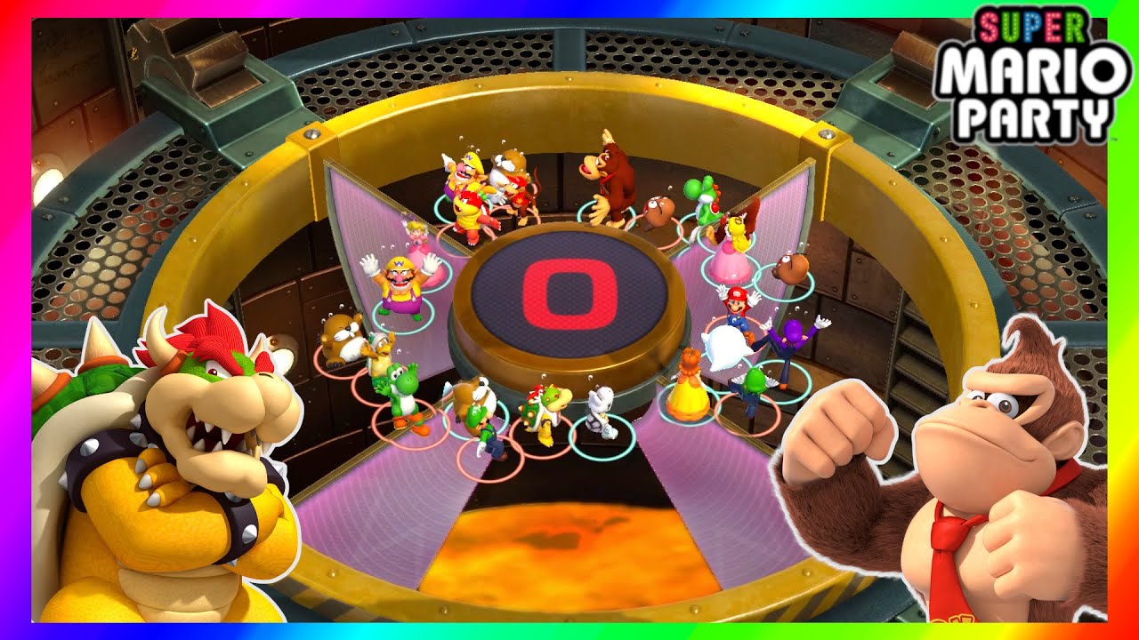 Super Mario Party Minigames Bowser vs Wario vs Waluigi vs Donkey Kong