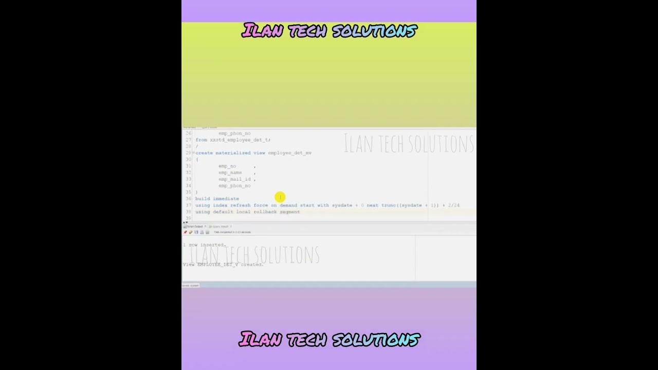 How to create materialized view in sql code for the day its youtube