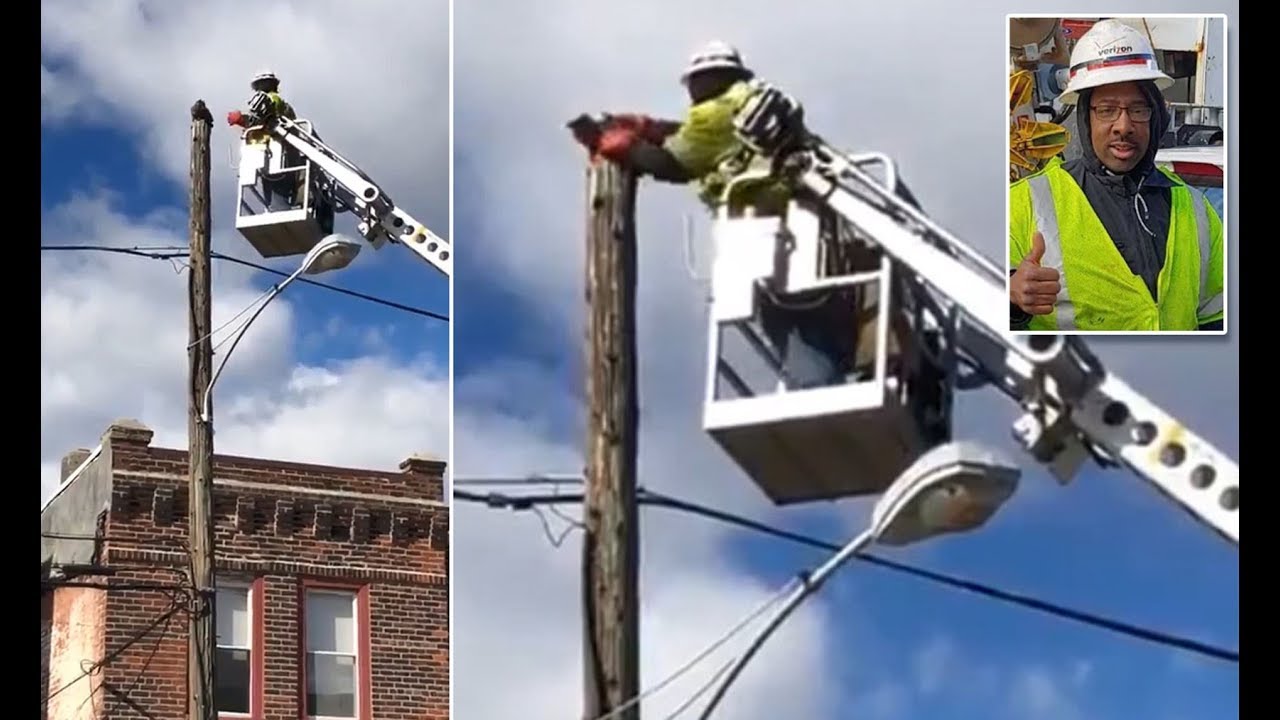 Verizon Worker Suspended for Rescuing Cat Off Utility Pole YouTube