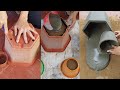 Great idea from plastic pots | Make a cement waterfall easily out of an old plastic pot