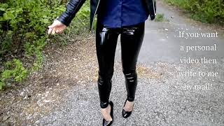 HIGH HEEL 17 Cm, PATENT SHOES WITHOUT PLATFORM, LATEX LEGGINGS