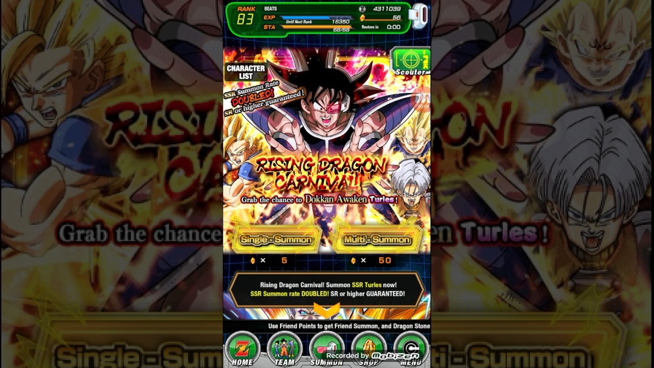 Dragonball z dokkan battle, rising carnival summon