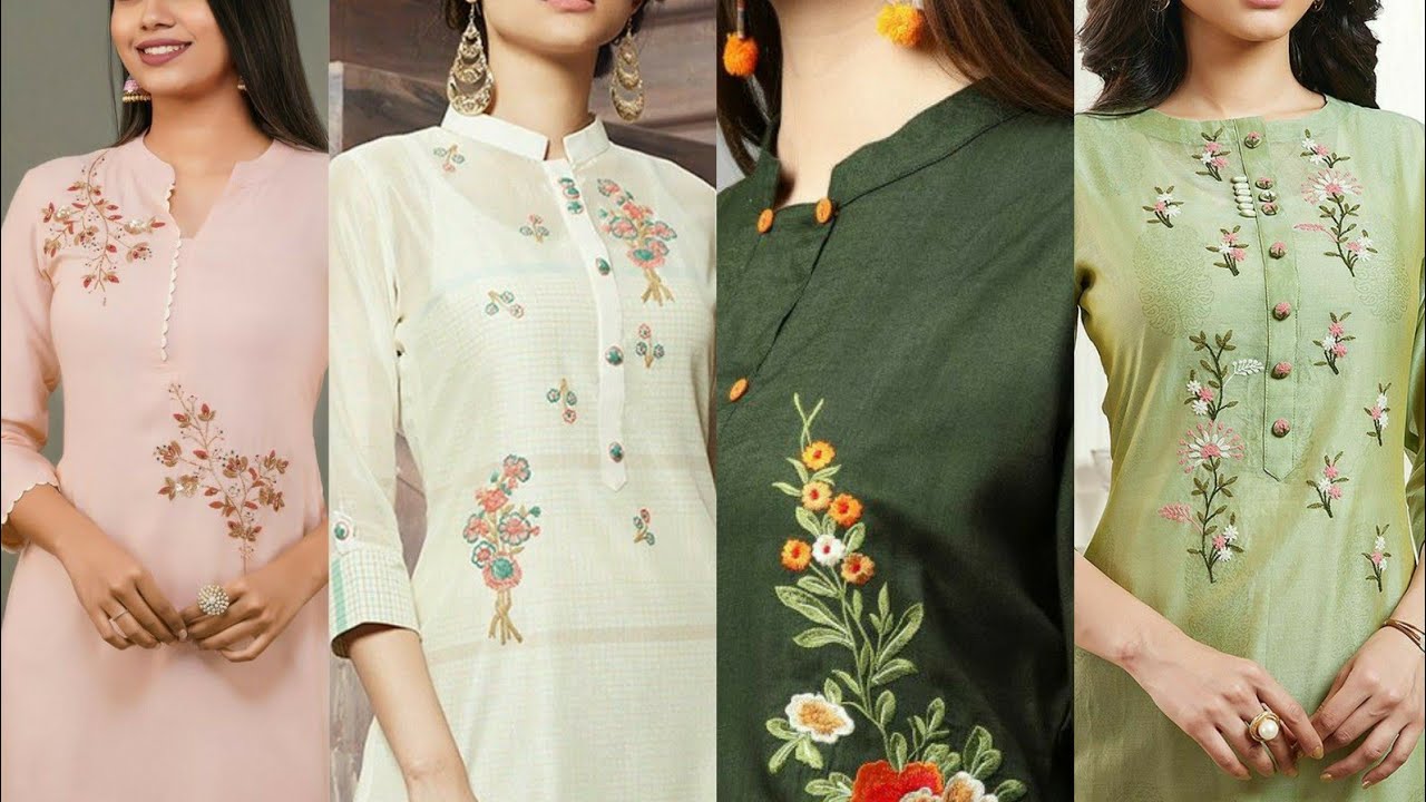 Decent and very beautiful embroidered neck designs and different ideas ...