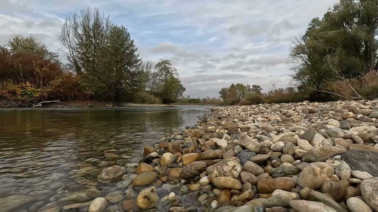 ASMR view and sound of the beautiful autumn Danube river