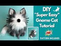 DIY Gnome Cat/How to make a furry cat/no sew gnome/no sew cat