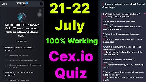 Cex.IO Quiz Answers Today 21 & 22 July | Cex.io Daily Quiz | Cex io daily combo | Cex.io daily quiz