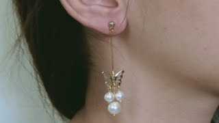 dangle drop butterfly earrings /Jewelry making #10 / My Passion