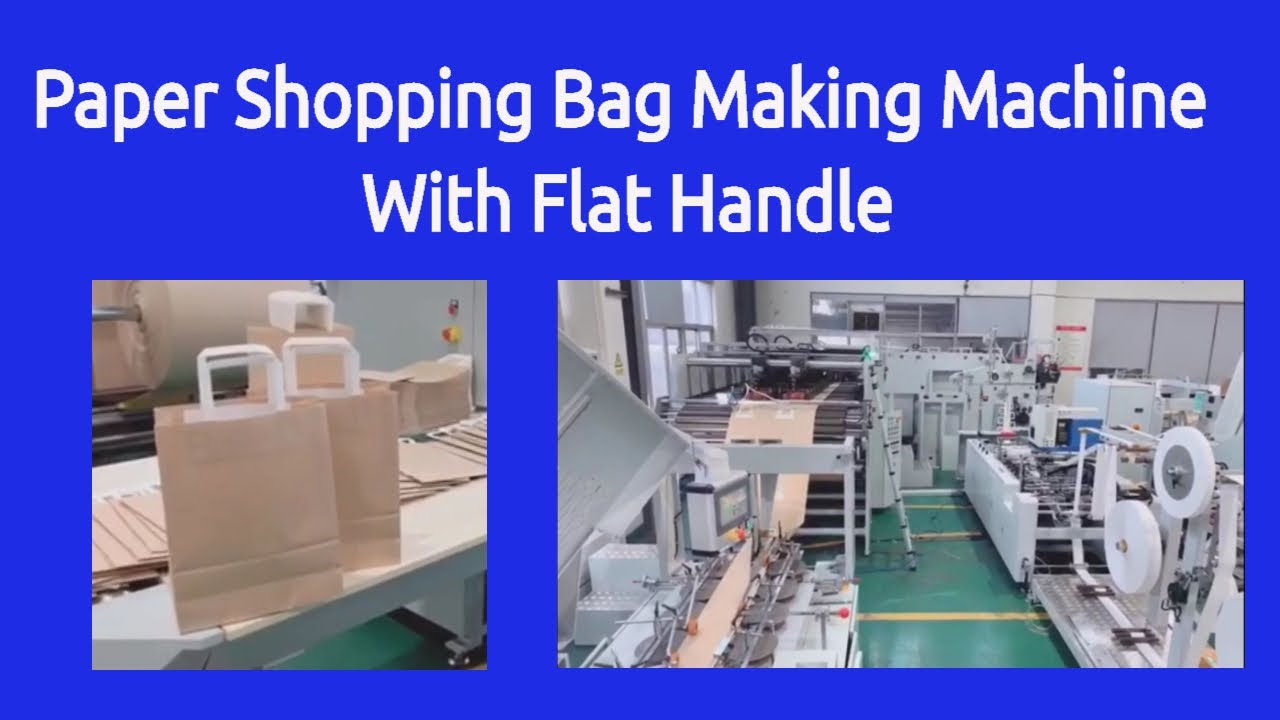 Paper Shopping Bag Making Machine with Flat Handle Roll Fed Paper Bag