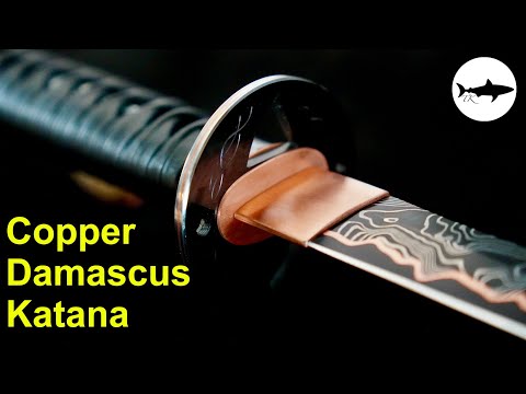 Watch how this breathtaking Copper Damascus knife is forged from