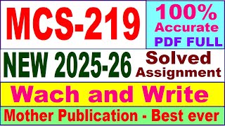 MCS 219 solved assignment 2025-26 in English || mcs 219 solved assignment 2026 || ignou mcs219