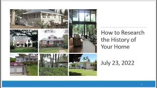 Virtual Workshop: How to Research the History of Your Home