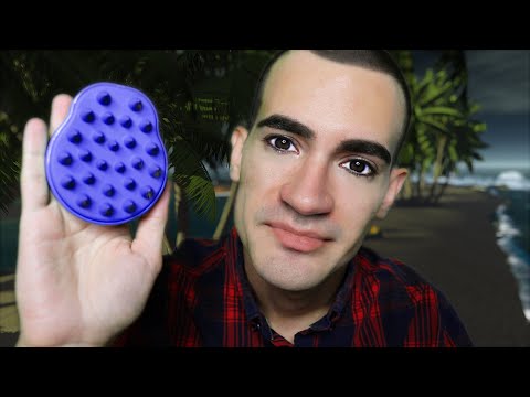 Hair Brushing & Scalp Massage on You ASMR | Ocean Waves on a Beach