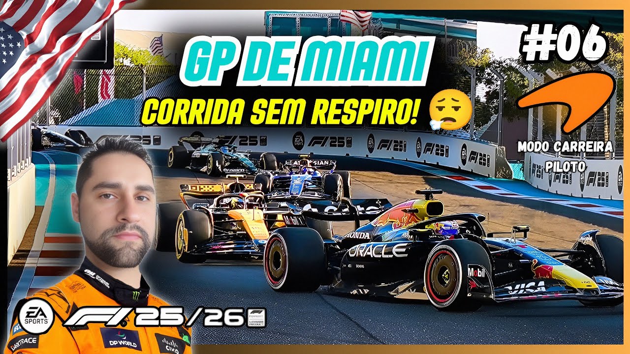 CORRIDA sem respiro no GP DE MIAMI! 🔥 É VERSTAPPEN x EU! | F1 25 MODO CARREIRA - GAMEPLAY PS5 #6