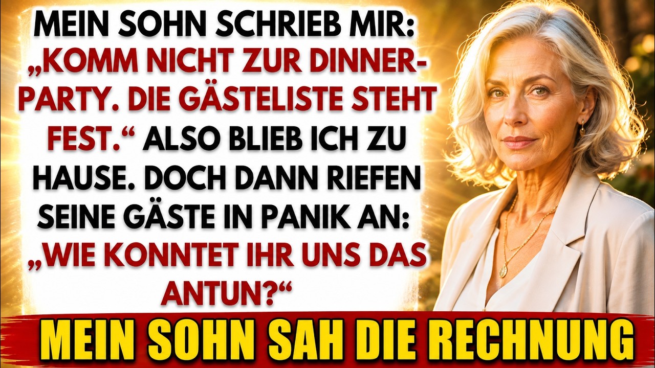 Mein eigener Sohn hat mich einen Tag vor ihrem großen Abend von der Gästeliste gestrichen. „Es wäre einfacher, wenn du diesmal aussetzt.“ Ich hatte die Feier bezahlt, das Restaurant gebucht, die...